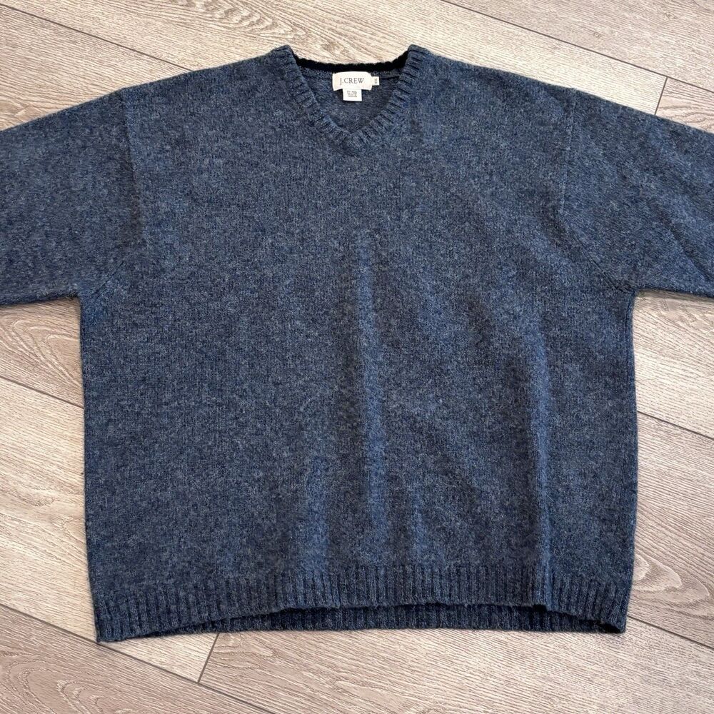 J.Crew Shetland Wool‎ Sweater Mens 2XL Classic Blue Preppy Outdoor Casual Winter